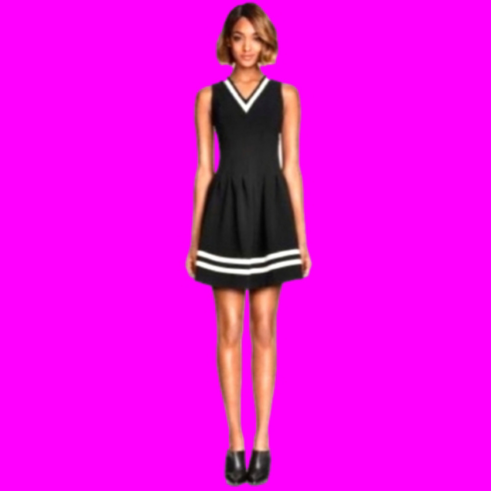 H&M Classic Black & White V-Neck Dress, 8